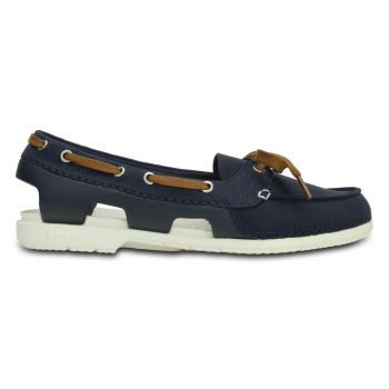 Pantofi Crocs Women's Beach Line Hybrid Boat Shoe Albastru - Navy/White ieftini