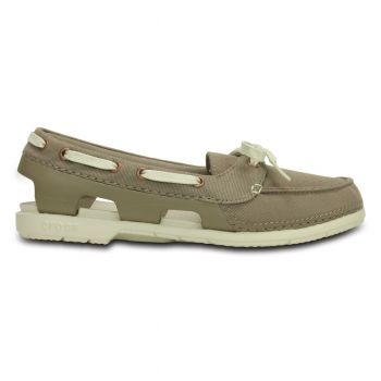 Pantofi Crocs Women's Beach Line Hybrid Boat Shoe Maro - Khaki/Stucco de firma originali