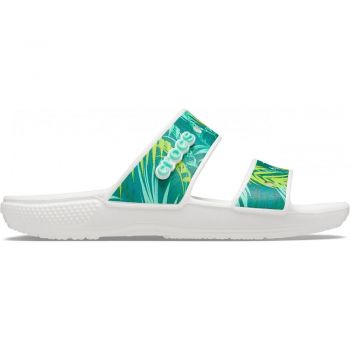 Papuci Classic Crocs Tropical Sandal Alb - White/Multi ieftini