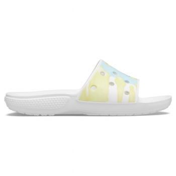 Papuci Crocs Classic Tie-Dye Graphic Slide Alb - White/Multi de firma originali