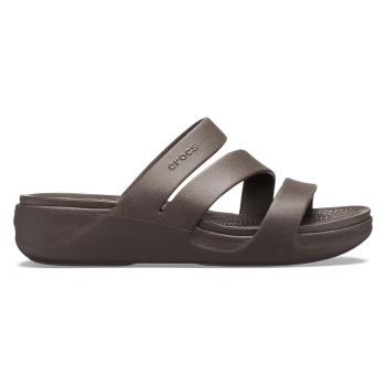 Papuci Crocs Monterey Strappy Wedge Maro - Espresso