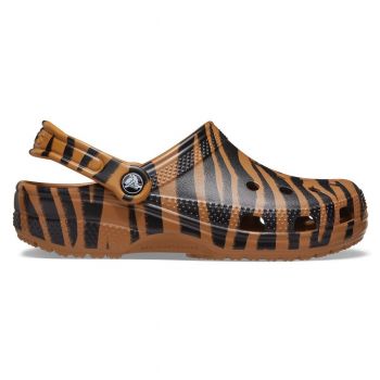 Saboți Crocs Classic Animal Print Clog Multicolor - Dark Gold/Zebra Print