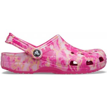 Saboți Crocs Classic Bleach Dye Clog Roz - Candy Pink de firma originali