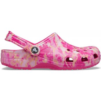 Saboți Crocs Classic Bleach Dye Clog Roz - Candy Pink