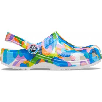 Saboți Crocs Classic Bubble Block Clog Alb - White/Multi