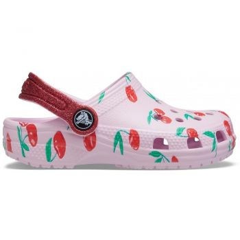 Saboți Crocs Classic Food Print Clog Roz - Ballerina Pink