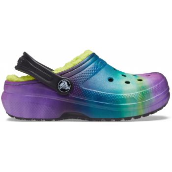 Saboți Crocs Kids' Classic Lined Out of this World Clog Negru - Black/Lime Punch