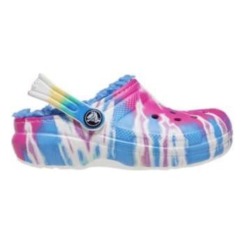 Saboți Crocs Kids' Classic Lined Tie-Dye Graphic Clog Multicolor - Powder Blue/Multi