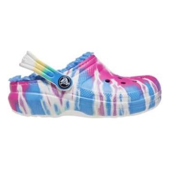 Saboți Crocs Kids' Classic Lined Tie-Dye Graphic Clog Multicolor - Powder Blue/Multi ieftini