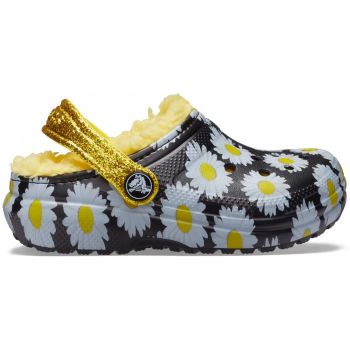 Saboți Crocs Kids' Classic Lined Vacay Vibes Clog Negru - Black Daisy