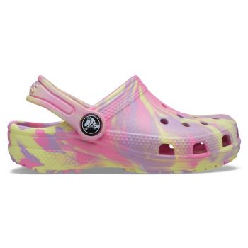 Saboți Crocs Kids' Classic Marbled Clog Roz - Pink Lemonade/Multi