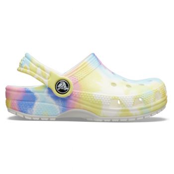 Saboți Crocs Kids' Classic Tie-Dye Graphic Clog Alb - White/Multi de firma originali