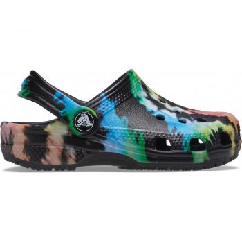 Saboți Crocs Kids' Classic Tie-Dye Graphic Clog Negru - Black/Black ieftini