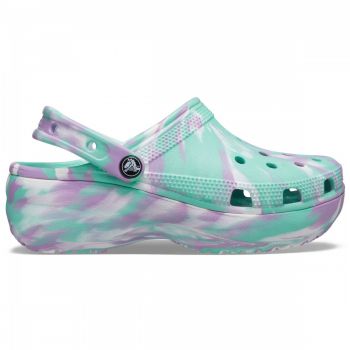 Saboți Crocs Women's Classic Platform Marbled Clog Verde - Pistachio/Multi de firma originali