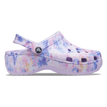 Saboți Crocs Women's Classic Platform Tie-Dye Graphic Clog Mov - Lavender/Multi