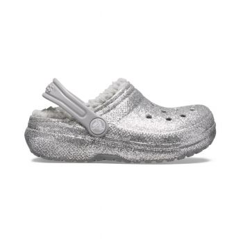 Saboti Crocs Classic Glitter Lined Clog Kids Argintiu - Silver