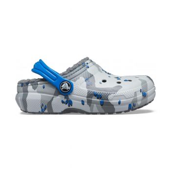 Saboti Crocs Classic Lined Camo Clog Kids Gri - Camo/Light Grey de firma originali