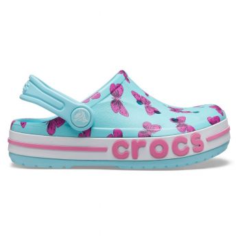 Saboti Crocs Kids' Bayaband Seasonal Printed Clog Albastru deschis - Ice Blue de firma originali