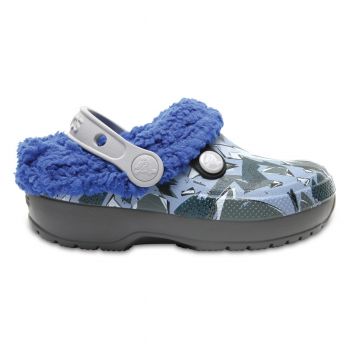 Saboti Crocs Kids' Classic Blitzen III Graphic Clog Gri - Slate Grey/Blue Jean de firma originali