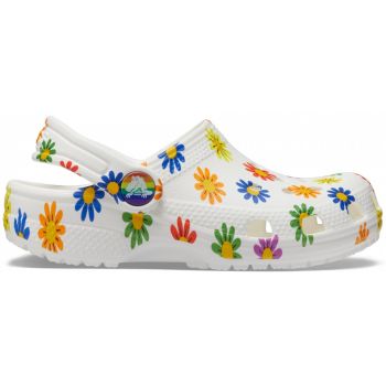 Saboti Crocs Kids' Classic Seasonal Print Clog Alb - White/Multi