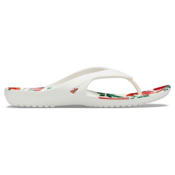 Slapi Crocs Kadee II Printed Floral Flip Alb - White/Floral de firma originali