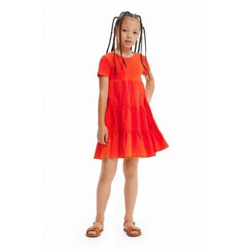 Desigual rochie fete culoarea portocaliu, midi, evazati