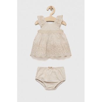 Mayoral Newborn rochie din amestec de in pentru bebeluși culoarea bej, mini, evazati ieftina