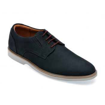 Pantofi CLARKS bleumarin, MALWOOD LACE-2, din nabuc
