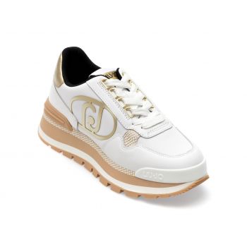 Pantofi LIU JO albi, AMAZI15, din piele naturala si material textil