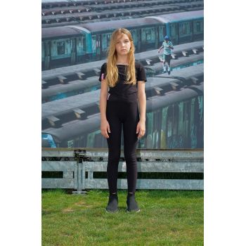 Sisley leggins copii culoarea negru, neted ieftini