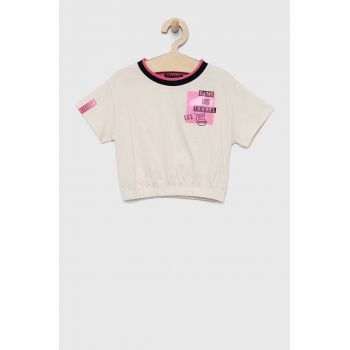Sisley tricou de bumbac pentru copii culoarea bej