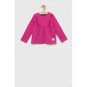 United Colors of Benetton bluza copii culoarea violet, neted