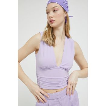 Abercrombie & Fitch bluza femei, culoarea violet, neted ieftina