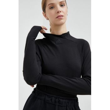 adidas longsleeve femei, culoarea negru, cu turtleneck