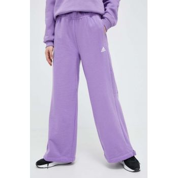adidas pantaloni de trening culoarea violet, neted