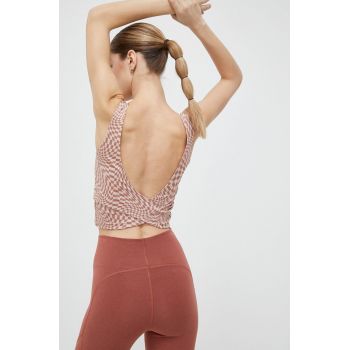 adidas Performance top de yoga Yoga Studio culoarea maro