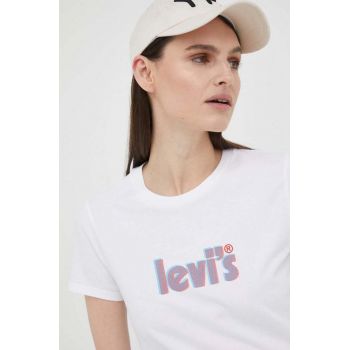 Levi's tricou din bumbac culoarea alb