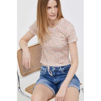 Pepe Jeans tricou din bumbac culoarea portocaliu ieftin