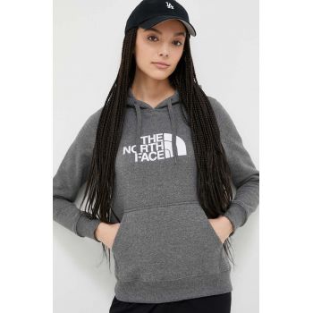 The North Face bluză femei, culoarea gri, cu glugă, melanj NF0A55ECDYY1-DYY1