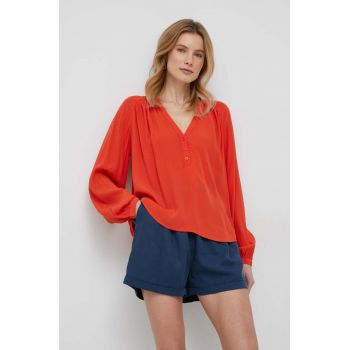 United Colors of Benetton bluza femei, culoarea portocaliu, neted de firma originala