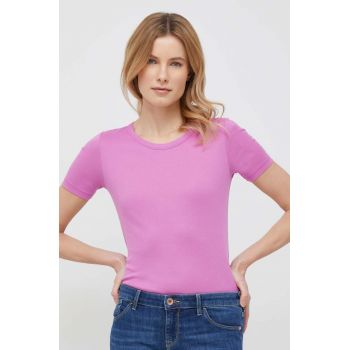 United Colors of Benetton tricou din bumbac culoarea roz