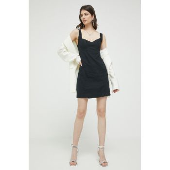 Abercrombie & Fitch rochie din in culoarea negru, mini, drept