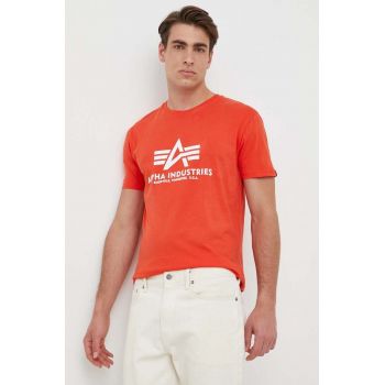 Alpha Industries tricou din bumbac culoarea rosu, cu imprimeu