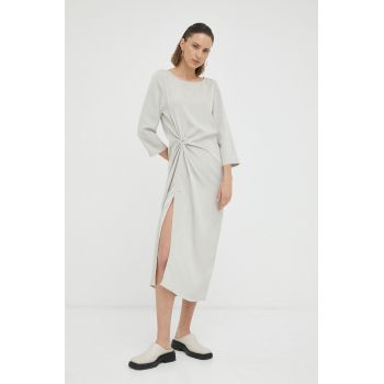 Bruuns Bazaar rochie culoarea gri, midi, drept ieftina