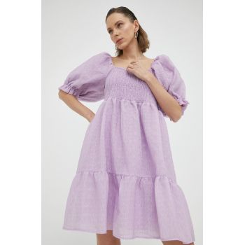 Bruuns Bazaar rochie culoarea violet, mini, evazati de firma originala