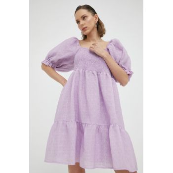 Bruuns Bazaar rochie culoarea violet, mini, evazati