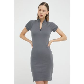 G-Star Raw rochie din bumbac culoarea gri, mini, mulata