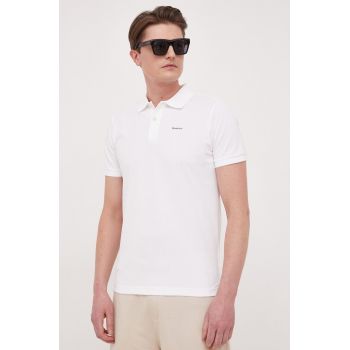 Gant polo de bumbac culoarea alb, neted