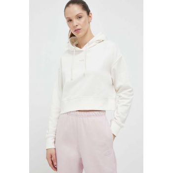 Puma bluza femei, culoarea bej, cu glugă, neted