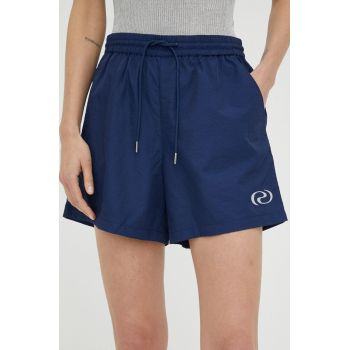 Résumé pantaloni scurti femei, culoarea albastru marin, neted, high waist